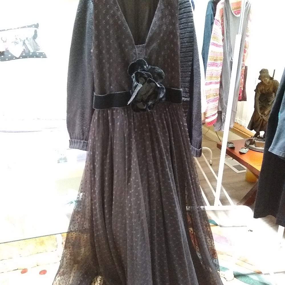 Vintage 1950' Lillie Rubin black lace ball gown - Picture 3 of 6
